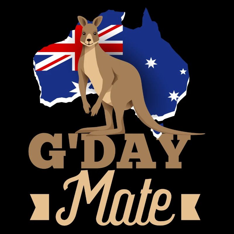 Kangourou drapeau australien G’Day Mate - Bonjour