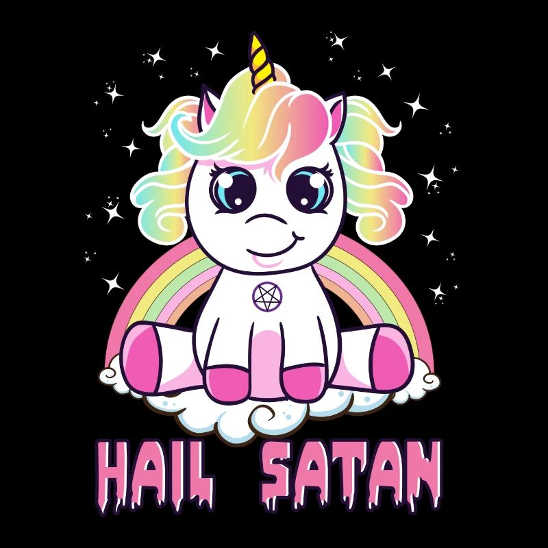Cute Hail Satan Unicorn Rainbow Funny Satanic Pun