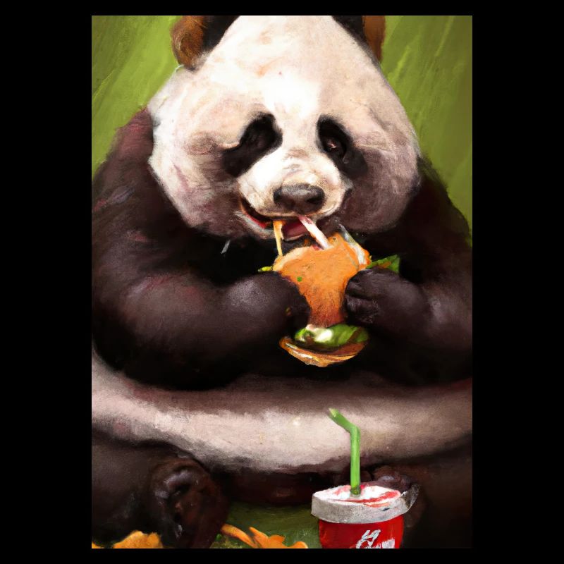 Panda isst Fast Food
