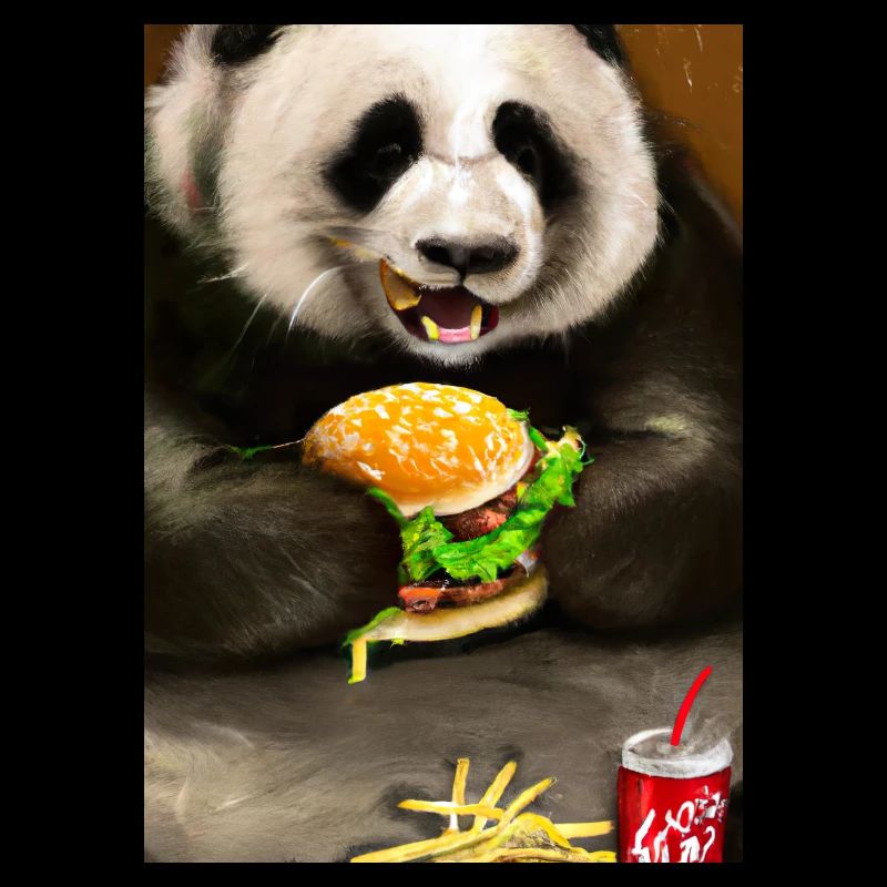 Panda isst Fast Food