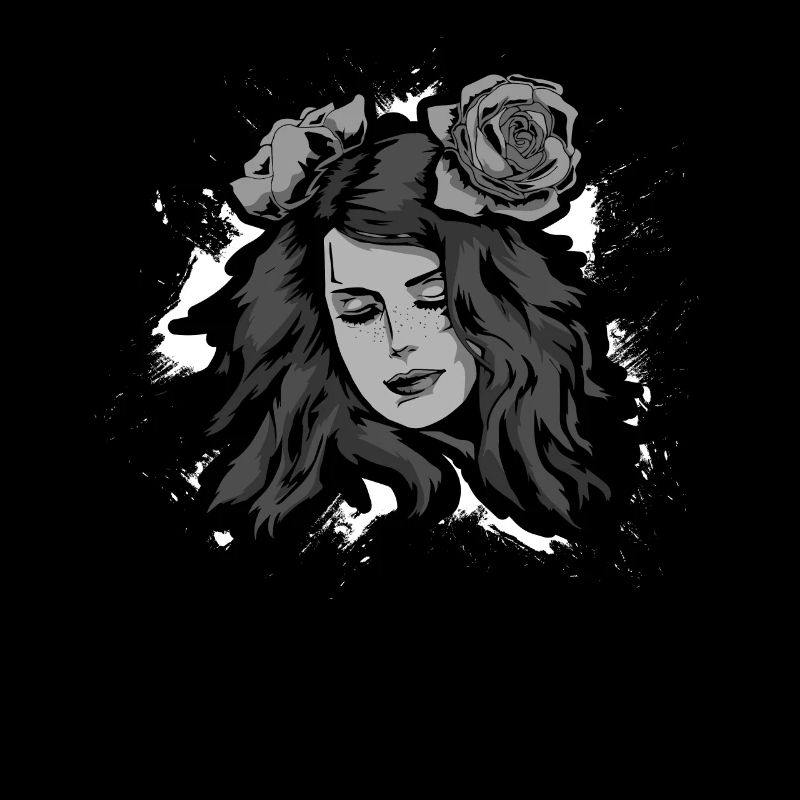 Visage avec des fleurs dans les cheveux