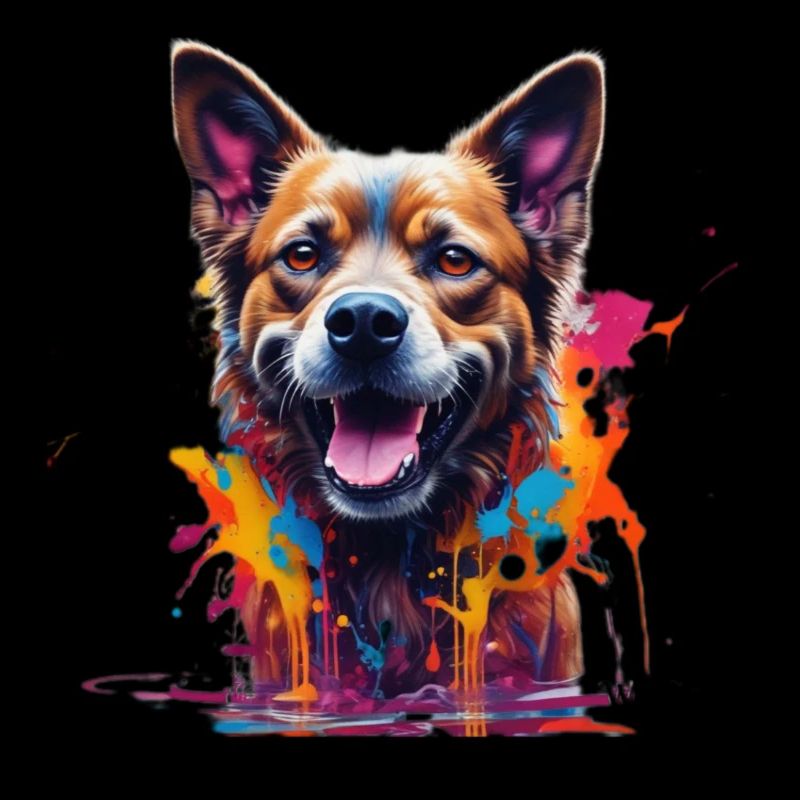 Hund mit Bunten Graffiti