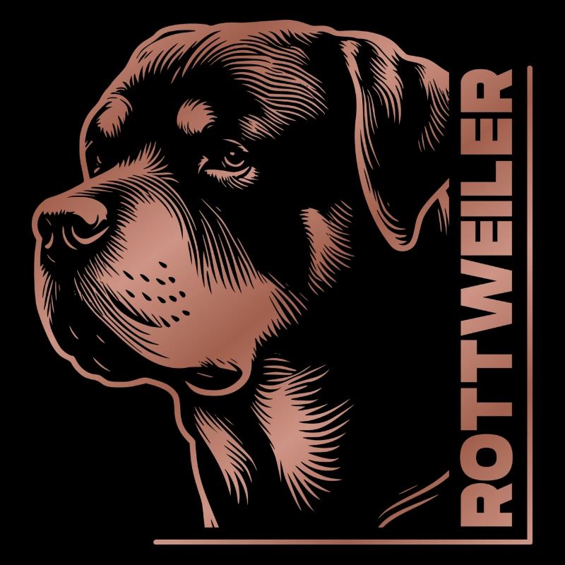 Tête de dessin ROTTWEILER or rose
