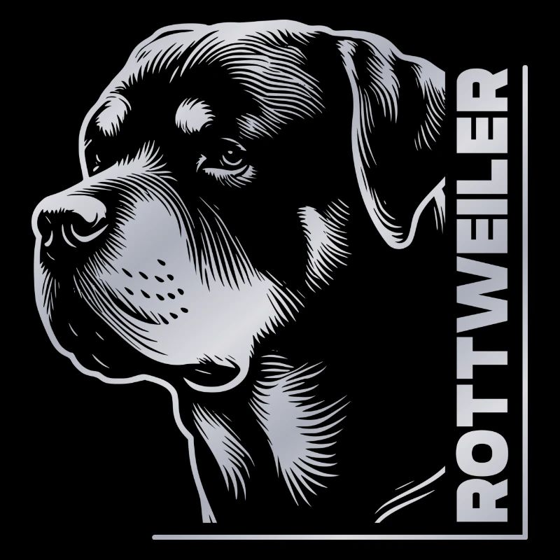 Tête de dessin ROTTWEILER argent