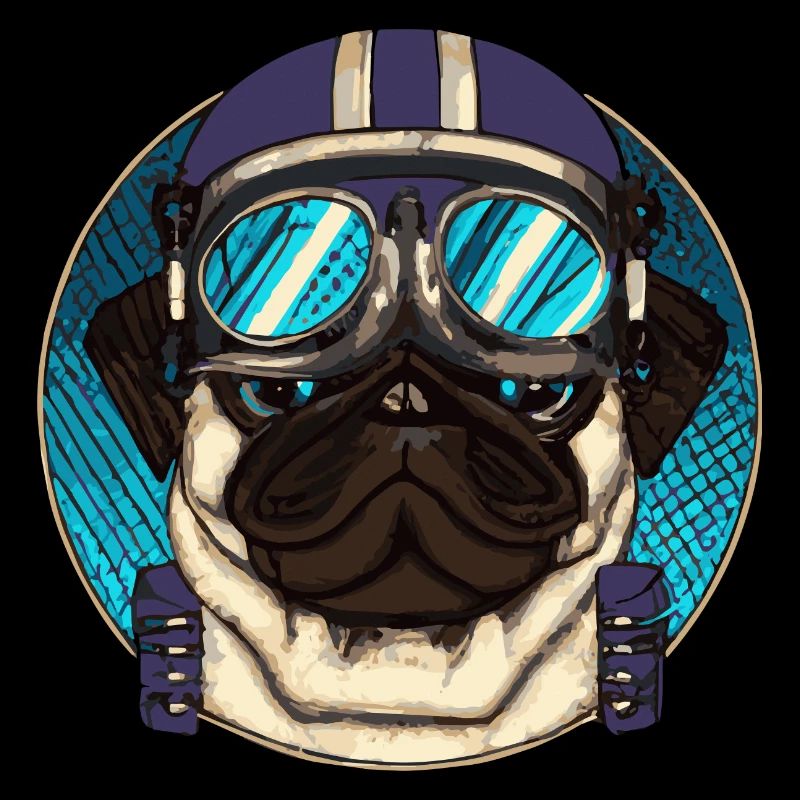 Retro Pug Pilot Dog Puppy