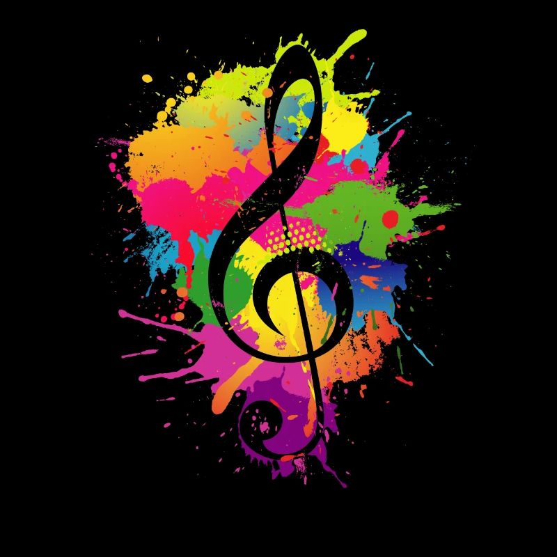 La clé de sol colorée éclabousse la théorie de la musique
