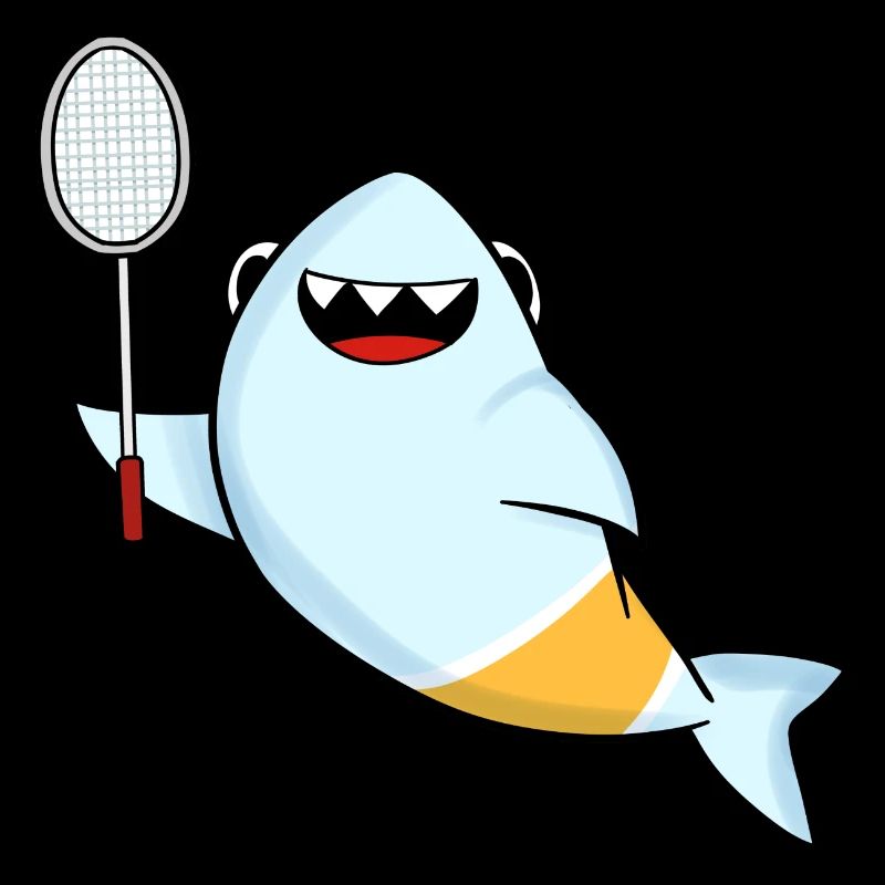 Le requin cool joue au badminton