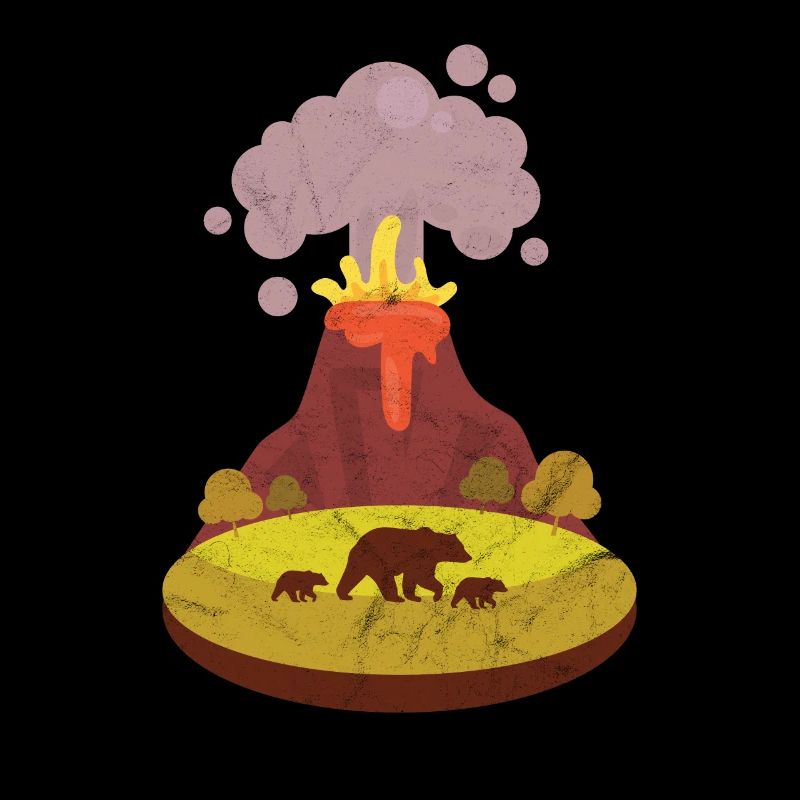 Vulkan Geschenk Lava Vulkanausbruch Comic Bär Tier