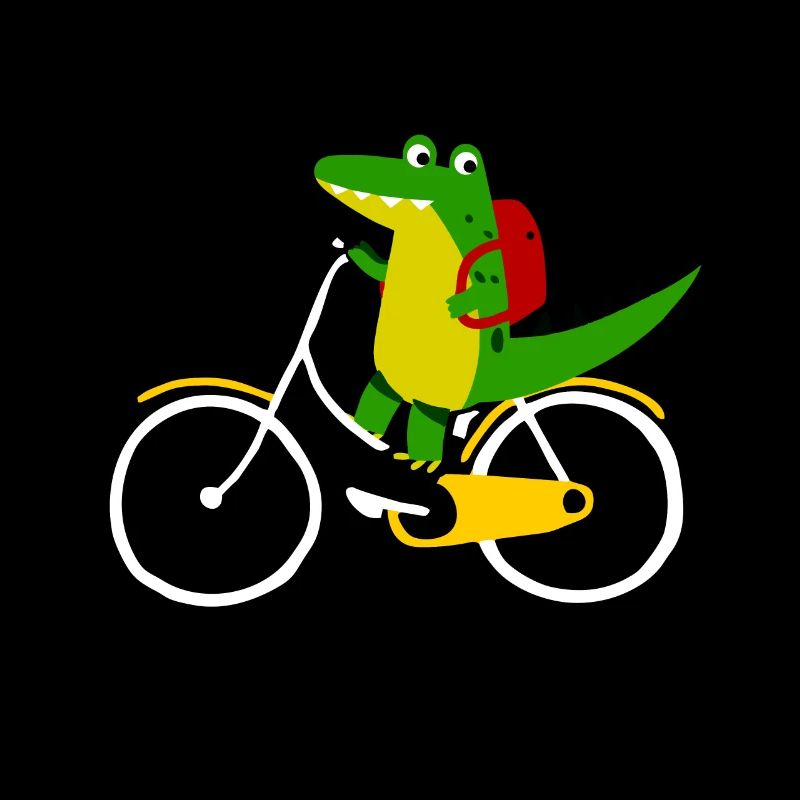 Crocodile rides bicycle wheel enema gift