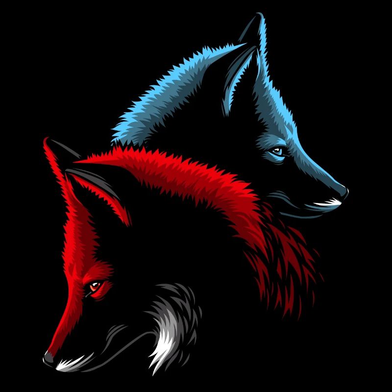 Red and blue foxes