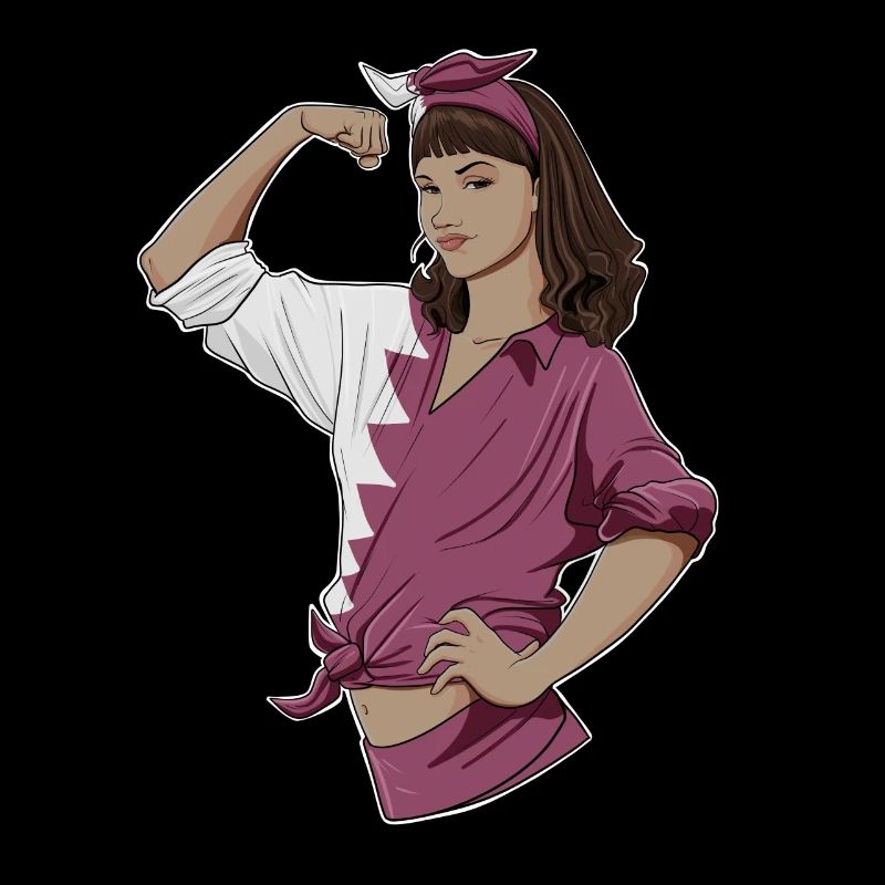 Fille arabe incassable I Patrimoine arabe I Qatar Drapeau