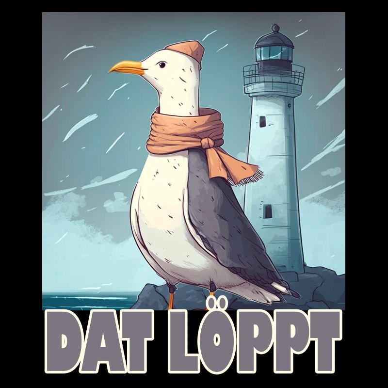 Dat Löppt Möwe Leuchtturm Meer Plattdeutsch Norden