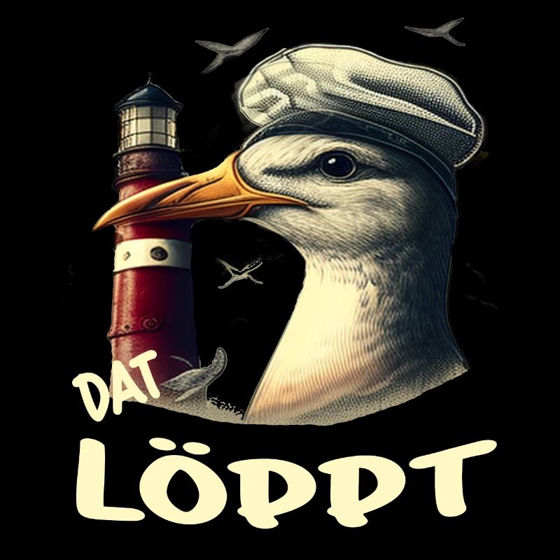 Dat Löppt Möwe Leuchtturm Meer Plattdeutsch Norden