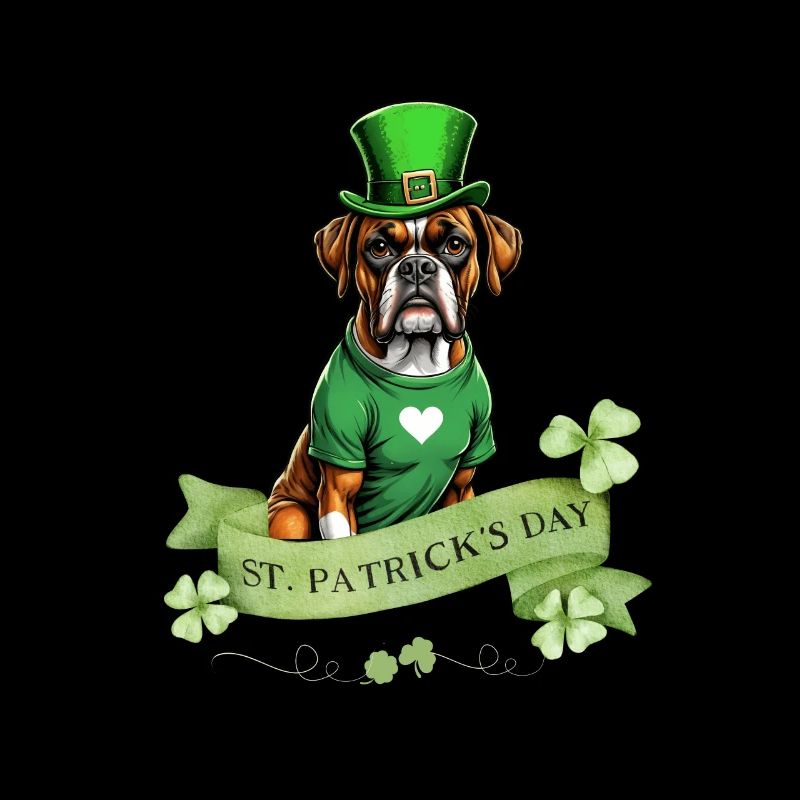 Boxer chien Saint-Patrick je chapeau vert irlandais St
