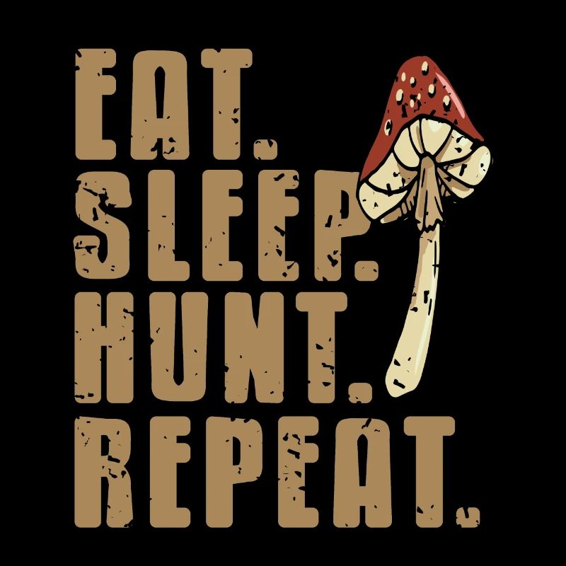 Eat Sleep Hunt Repeat Cool Retro Mushroom Hunter