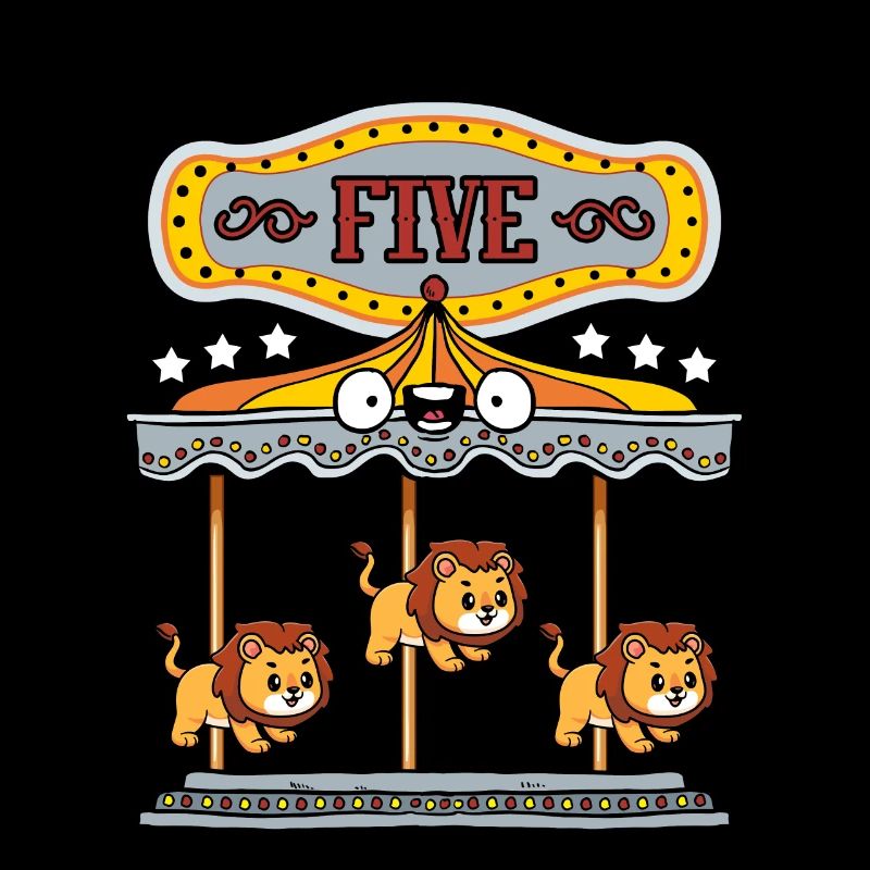 Carousel Birthday Party Lion Ce garçon a eu 5 ans