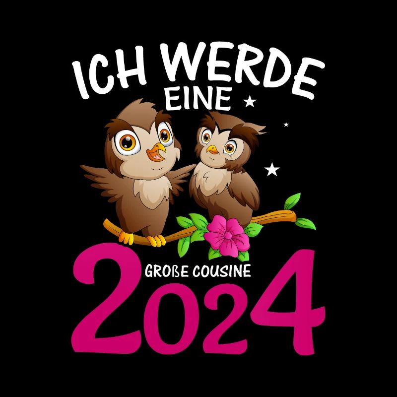 Kinder Ich werde Große Cousine 2024 T-Shirt Eule