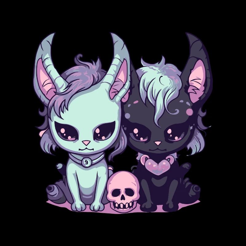 chats mignons kawaii pastel goth effrayant