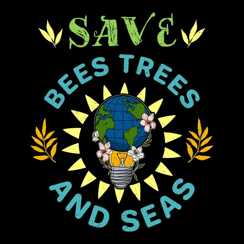 Save bees trees seas Erde Berge Globus Lampe