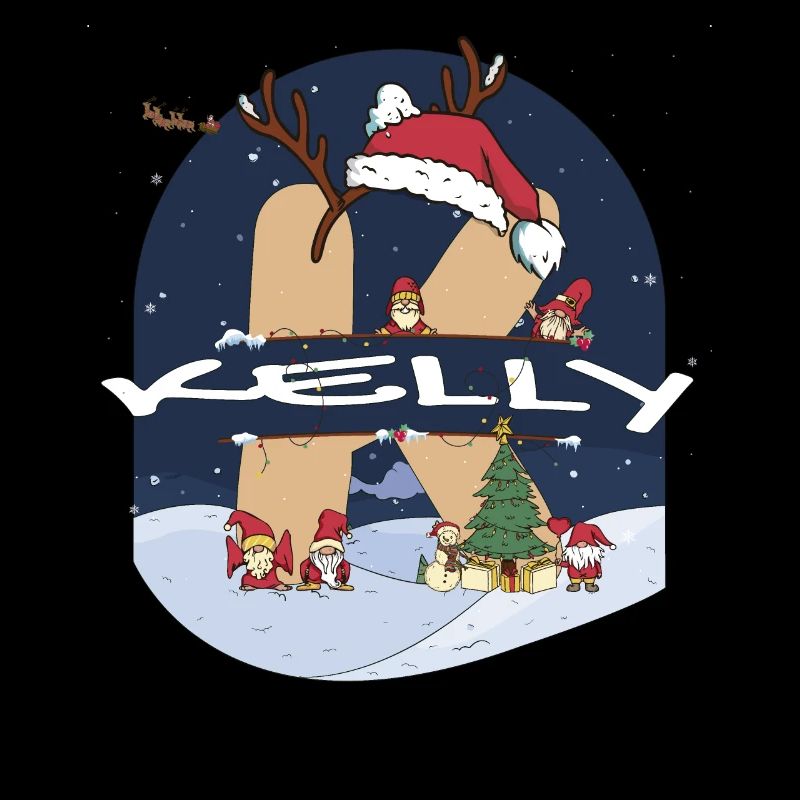 Impressionnant Kelly nom w chapeau de père Noël dans le thème de Noël