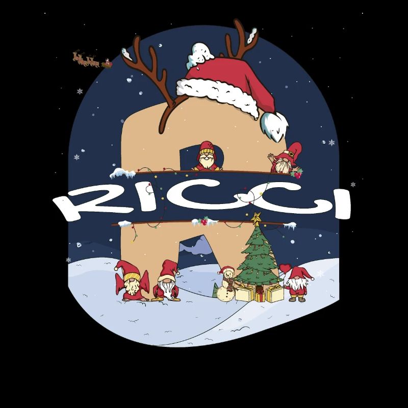 Génial nom de Ricci w chapeau de père Noël dans le thème de Noël