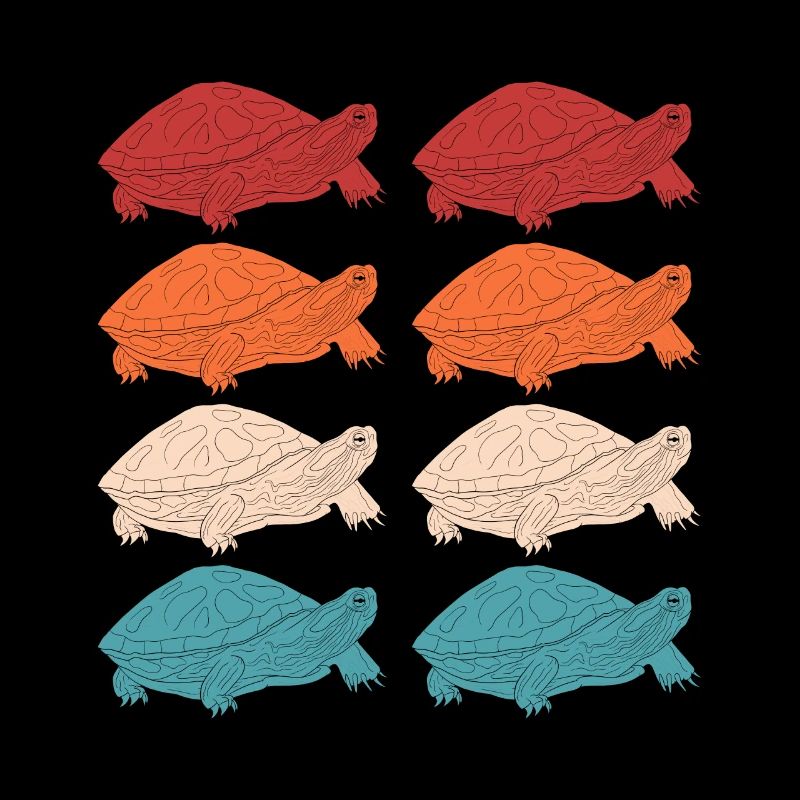 Retro Vintage Turtle Tortoise Red-Eared Slider