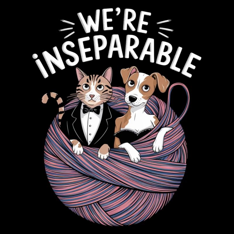 Cute Cat & Dog Inseparable Design