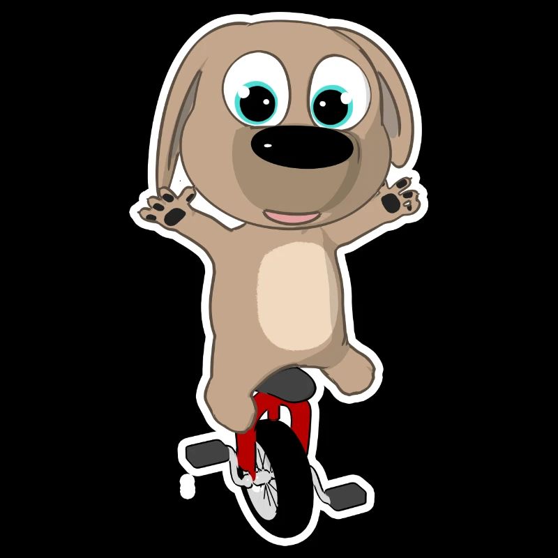 Chiot heureux en monocycle