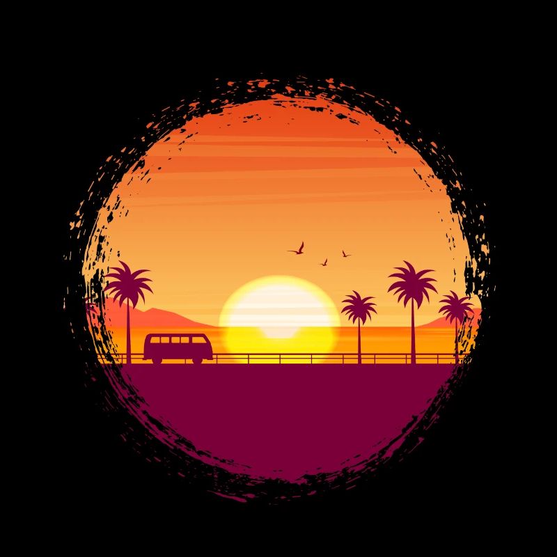 Ciel d'été coucher de soleil palm island