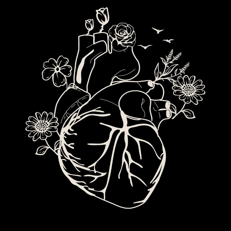 Schlagen Blumen Anatomisches Herz Geschenk Design Liebe