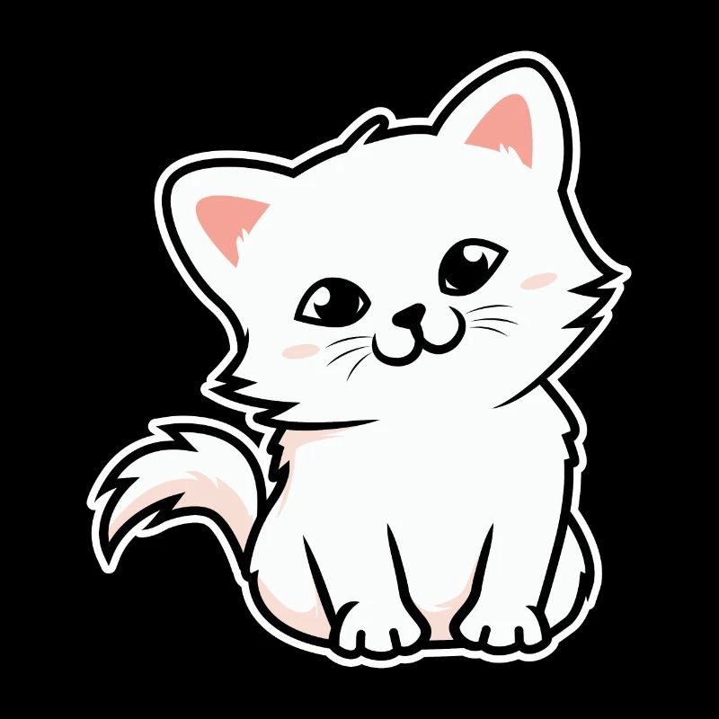 Dessin Animé Chat Chat Blanc Illustration