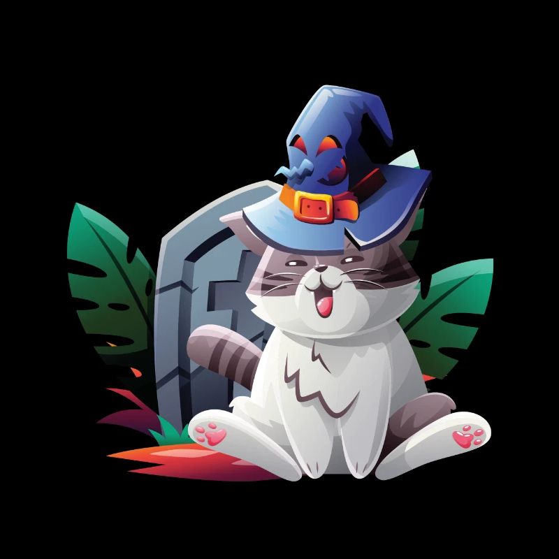Chat d'Halloween avec chapeau de sorcière