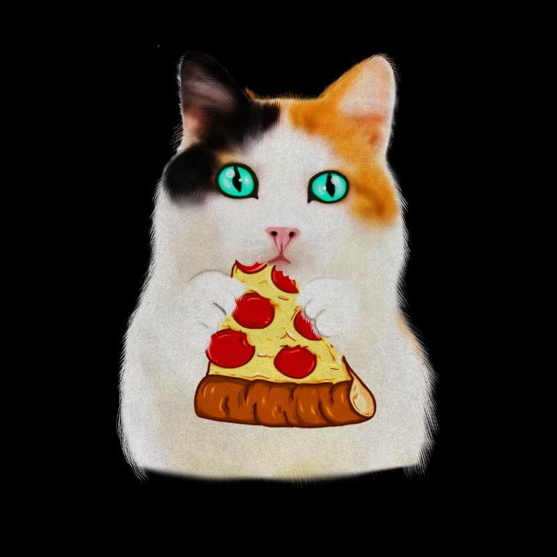 Chat mangeant de la pizza, amateur de pizza drôle