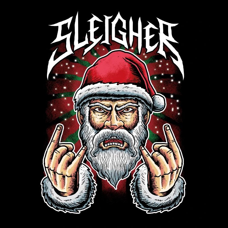 Rockender Weihnachtsmann Sleigher Weihnachtspulli