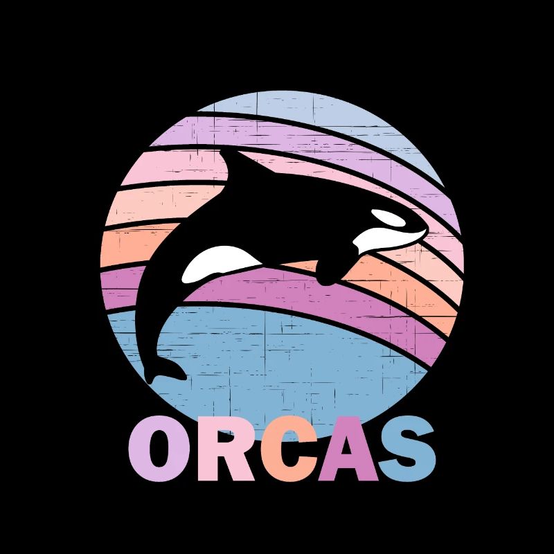 orcas vintage retromammaldolphinsblack and whiteca
