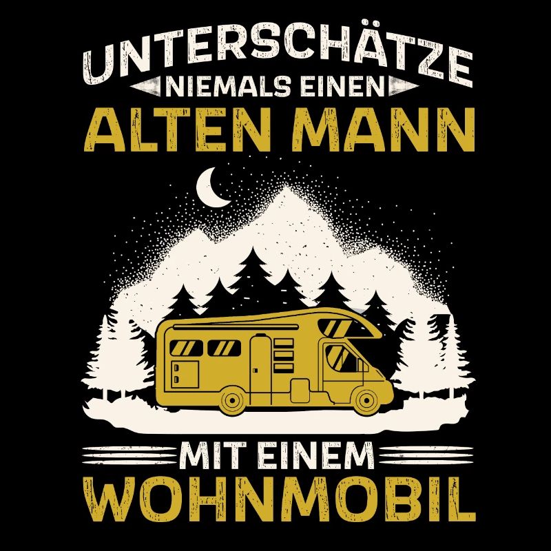 Alter Mann Camping Camper mit Wohnmobil