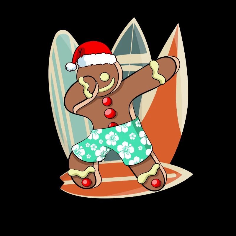 Xmas Santa Hat Boy Dabbing Gingerbread Man