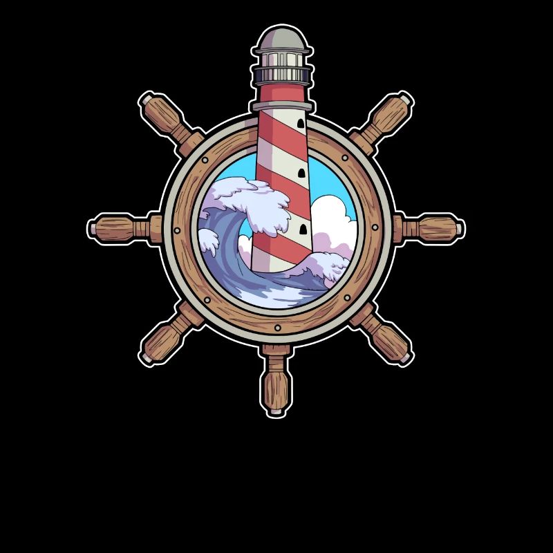 Steering Wheel Lighthouse Coast North German Gift