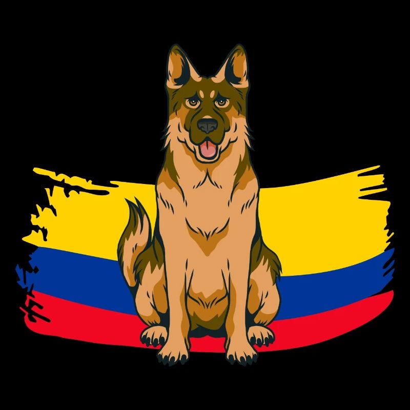 German Shepherd with Colombia Flag