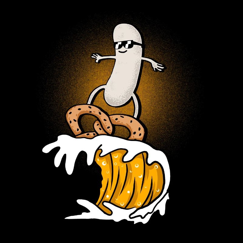 Surfing white sausage on Hefeweizen wave with pretzel