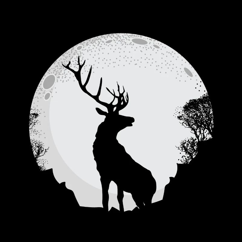 Hirsch Mond Nacht Wald Friede Ruhe
