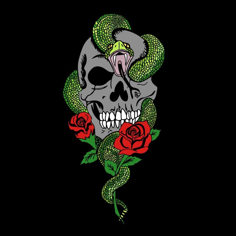 Serpent Crâne Roses