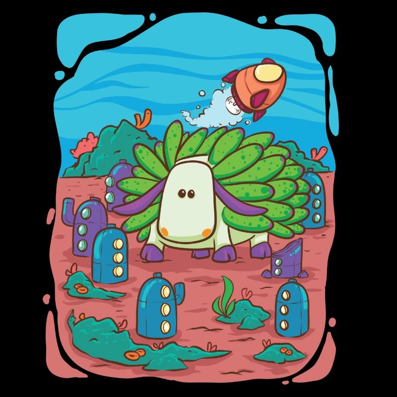Leaf-sheep-snail visits underwater city