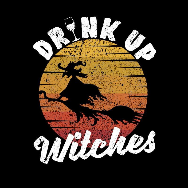 Funny Halloween witch who drinks wine drinker