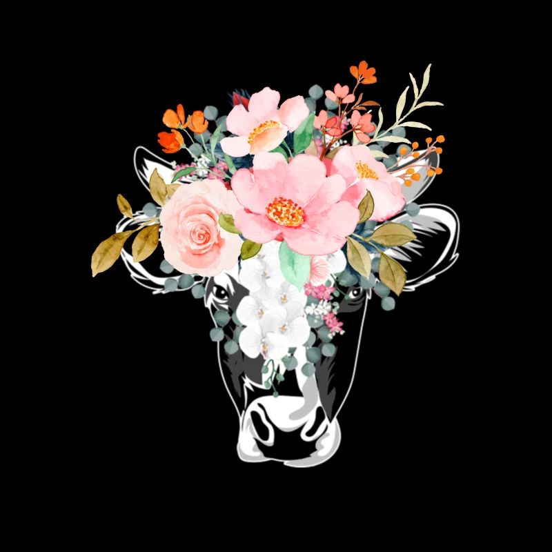 TÊTE DE VACHE AVEC DES FLEURS