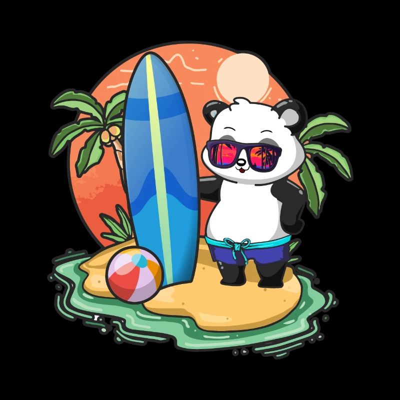 Drôle Panda Surf Lovers Cool Planche de surf Jeu de mots