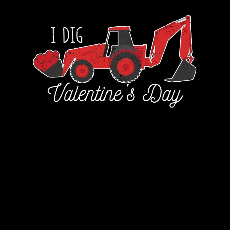 I Dig Saint-Valentin Hearts Tractor Love Funny