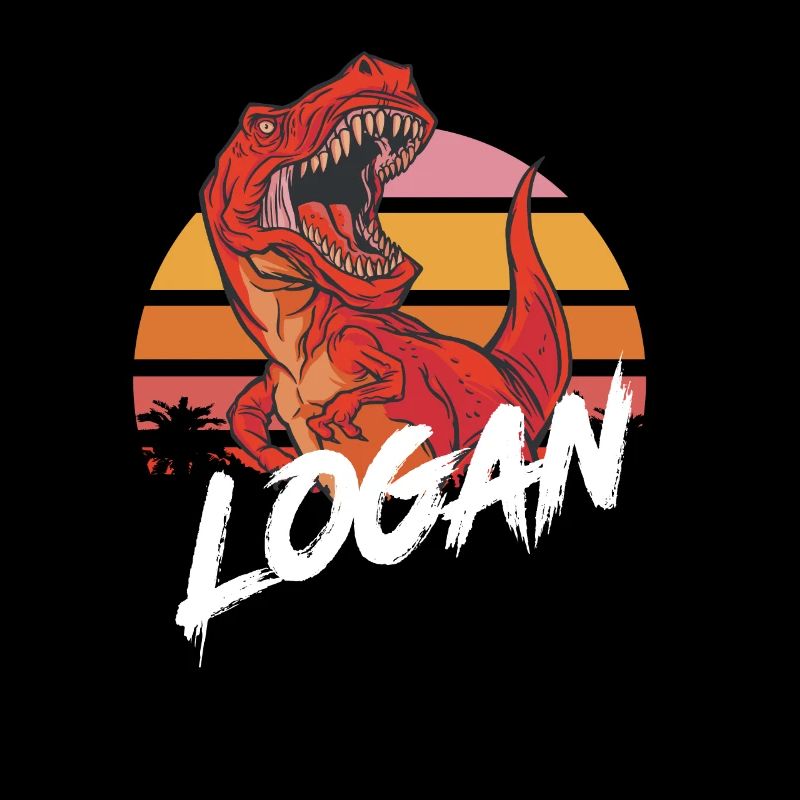 LOGAN - Beautiful boy name with T-REX Dino