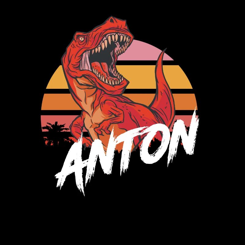 ANTON - Beautiful boy name with T-REX Dino