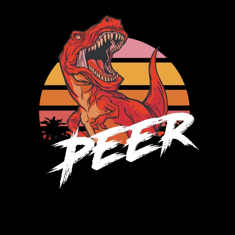 PEER - Beautiful boy name with T-REX Dino